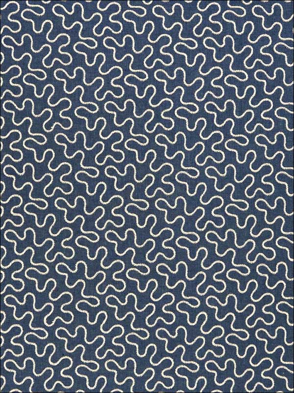 Meander Embroidery Indigo Fabric 67600 by Schumacher Fabrics for sale at Wallpapers To Go