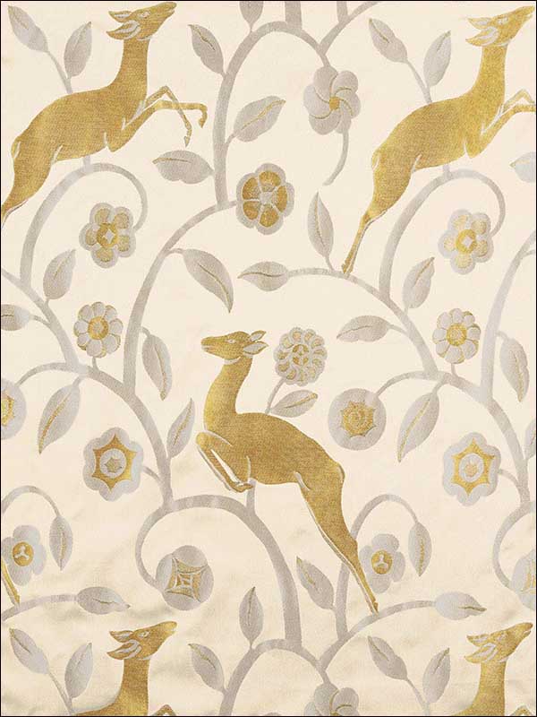 Les Gazelles Au Bois Ecru Fabric 68911 by Schumacher Fabrics for sale at Wallpapers To Go