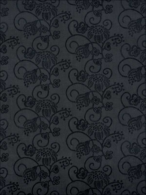 Calliope Embroidery Black Fabric 70181 by Schumacher Fabrics for sale at Wallpapers To Go