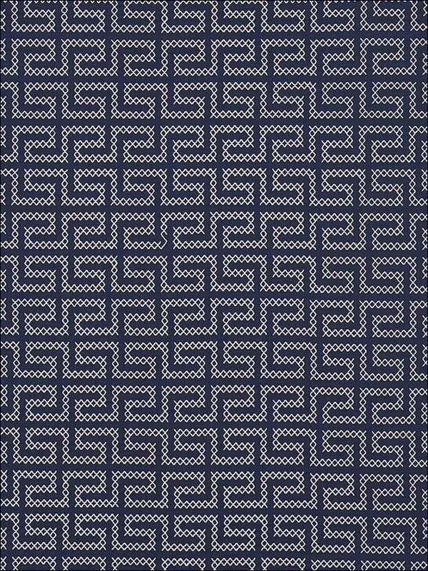 A Maze Embroidery Navy Fabric 70233 by Schumacher Fabrics for sale at Wallpapers To Go