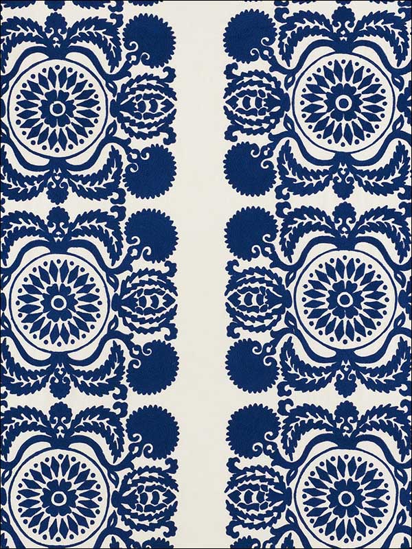 Castanet Embroidery Cobalt Fabric 70260 by Schumacher Fabrics for sale at Wallpapers To Go