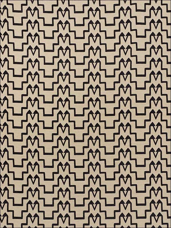 Turkish Step Black Natural Fabric 71240 by Schumacher Fabrics for sale at Wallpapers To Go