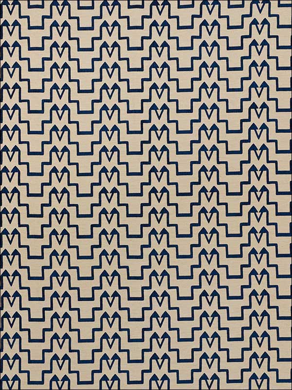 Turkish Step Blue Natural Fabric 71243 by Schumacher Fabrics for sale at Wallpapers To Go