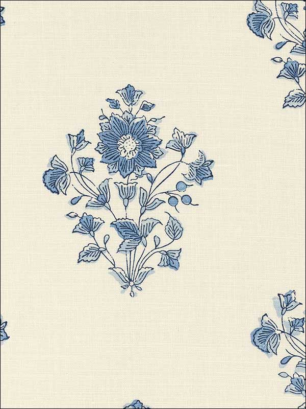Beatrice Bouquet Indigo Fabric 173762 by Schumacher Fabrics for sale at Wallpapers To Go