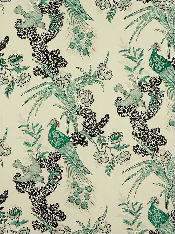 Peacock Emerald Fabric 175911 by Schumacher Fabrics for sale at Wallpapers To Go