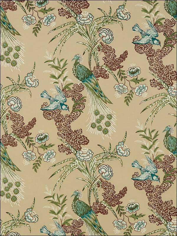 Peacock Beige Fabric 175914 by Schumacher Fabrics for sale at Wallpapers To Go