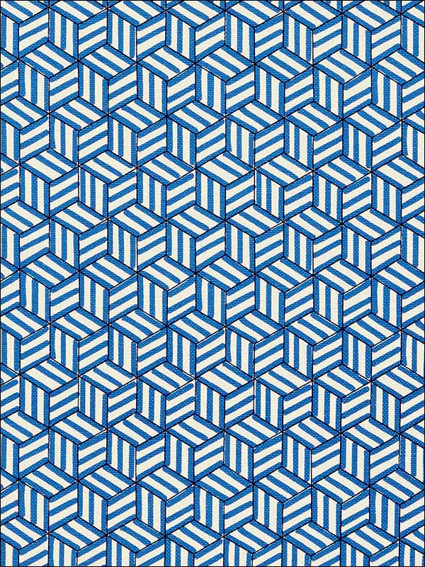 Tumbling Blocks Cobalt Fabric 176041 by Schumacher Fabrics for sale at Wallpapers To Go