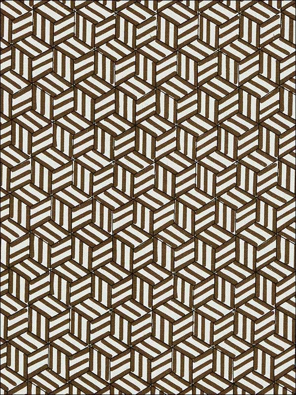 Tumbling Blocks Chocolate Fabric 176042 by Schumacher Fabrics for sale at Wallpapers To Go