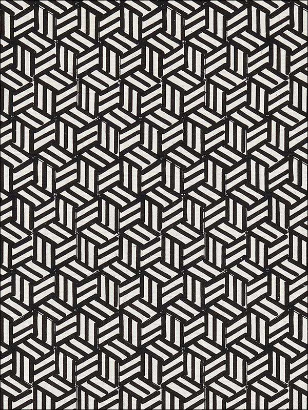 Tumbling Blocks Black Fabric 176043 by Schumacher Fabrics for sale at Wallpapers To Go