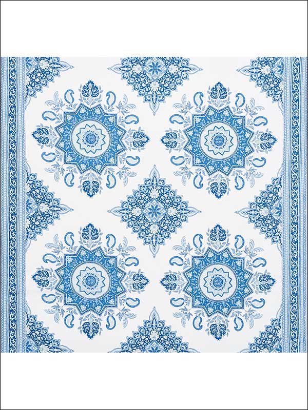 Montecito Medallion Indigo Fabric 176481 by Schumacher Fabrics for sale at Wallpapers To Go
