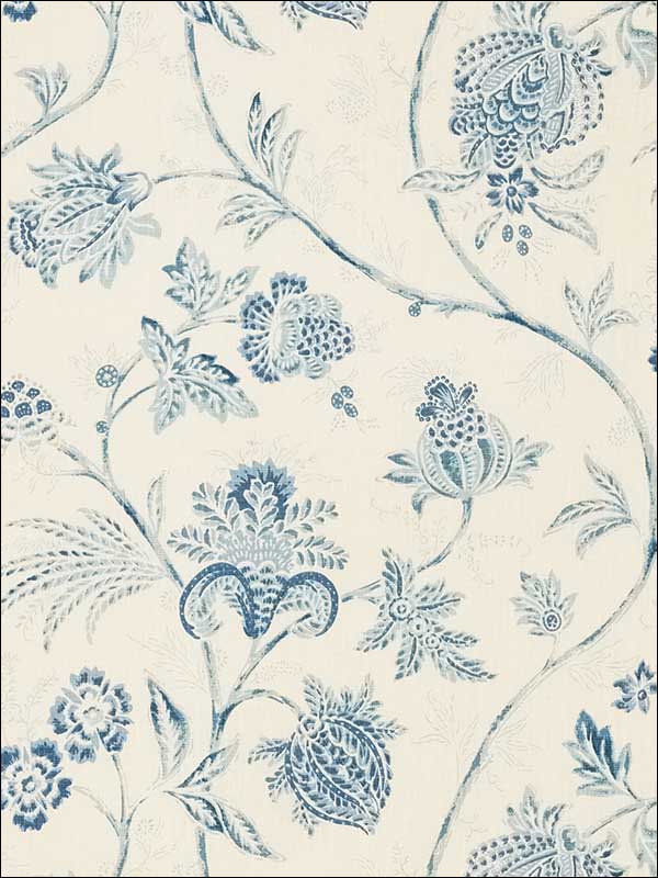 Chinoiserie Vine China Blue Fabric 176490 by Schumacher Fabrics for sale at Wallpapers To Go