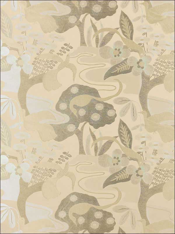 Katsura Lampas Platinum Fabric 54072 by Schumacher Fabrics for sale at Wallpapers To Go