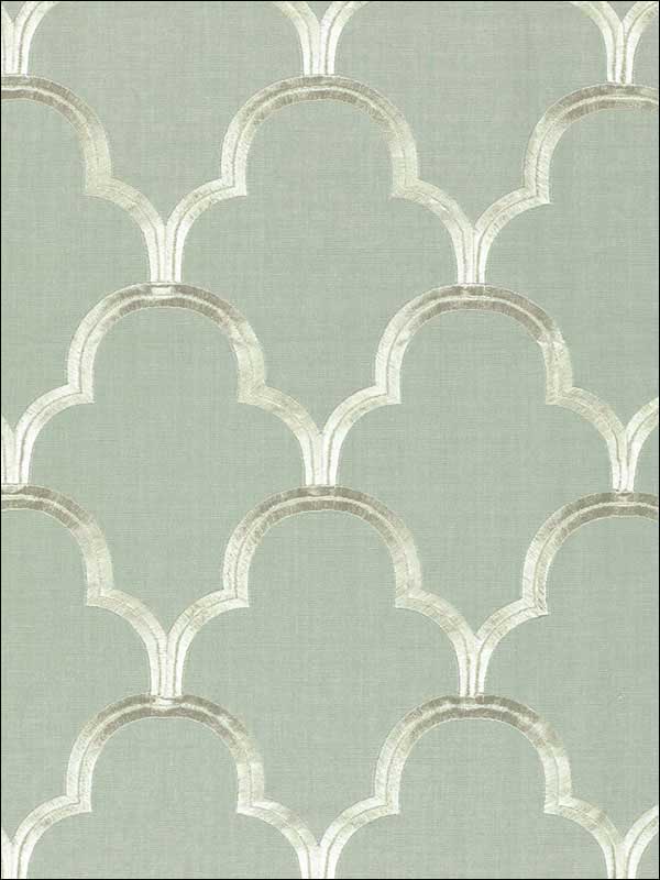 Scallop Embroidery Mineral Fabric 64320 by Schumacher Fabrics for sale at Wallpapers To Go