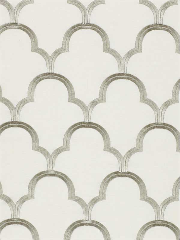 Scallop Embroidery Platinum Fabric 64323 by Schumacher Fabrics for sale at Wallpapers To Go