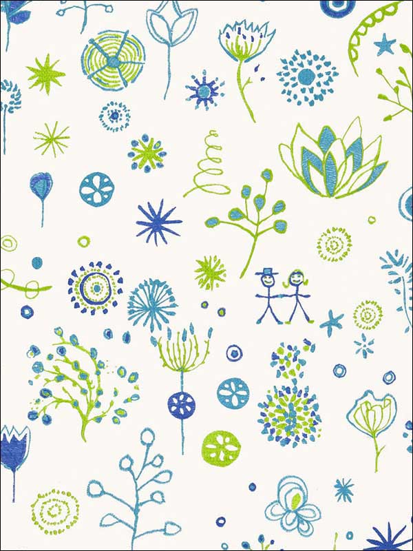 Lollipop Turquoise Leaf Fabric 66241 by Schumacher Fabrics for sale at Wallpapers To Go