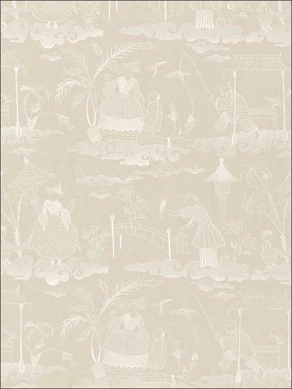 Bassano Embroidered Toile Linen Fabric 66601 by Schumacher Fabrics for sale at Wallpapers To Go
