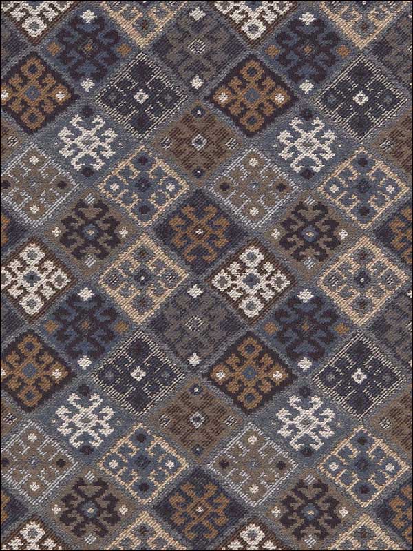 Kilim Weave Denim Fabric 67141 by Schumacher Fabrics for sale at Wallpapers To Go