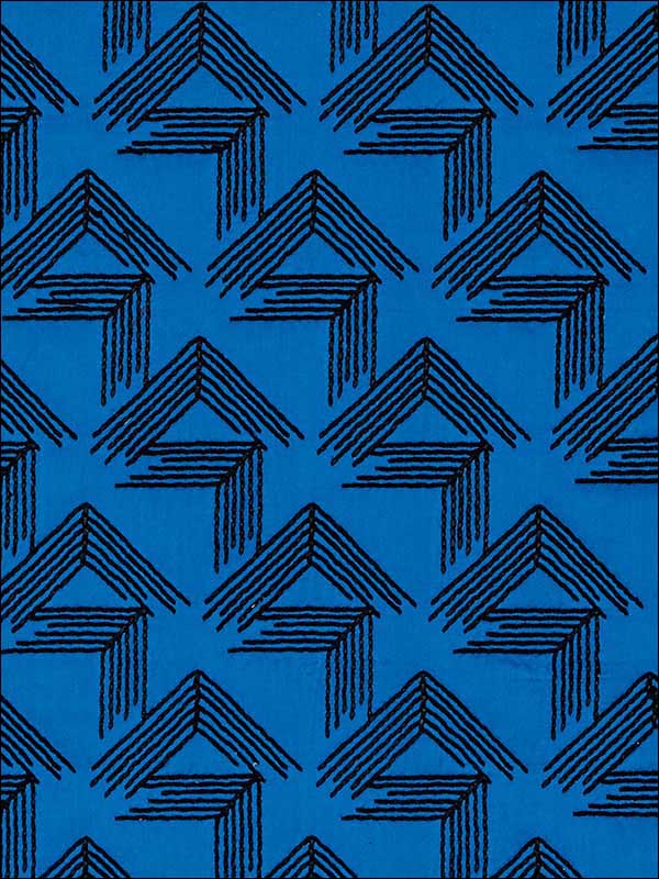 V Step Cobalt Fabric 69431 by Schumacher Fabrics for sale at Wallpapers To Go