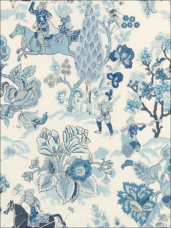 Persian Lancers Porcelain Fabric 173014 by Schumacher Fabrics for sale at Wallpapers To Go