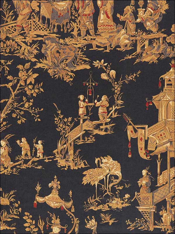 Chinois Charcoal Fabric 168274 by Schumacher Fabrics for sale at Wallpapers To Go