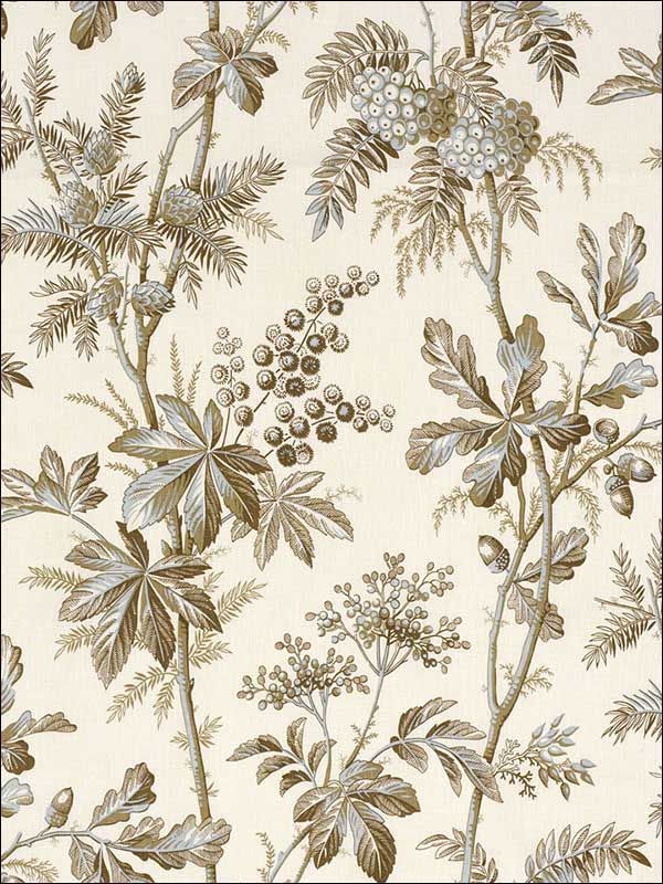 Brantwood Vine Mineral Fabric 174111 by Schumacher Fabrics for sale at Wallpapers To Go