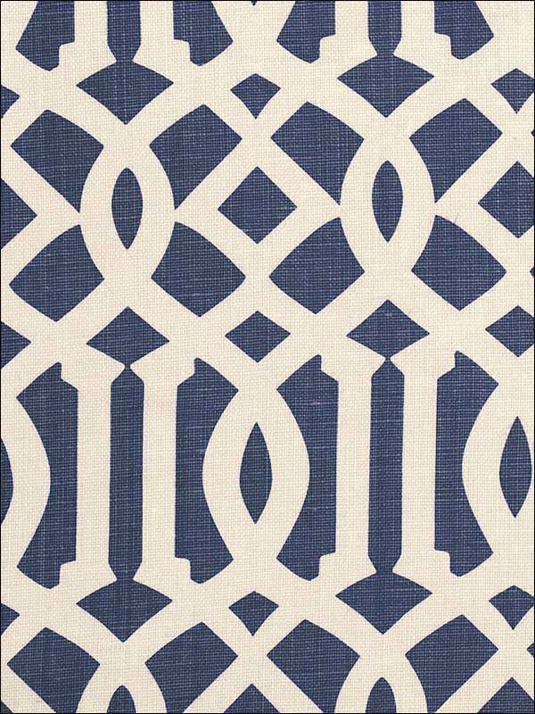 Imperial Trellis II Ivory Navy Fabric 174411 by Schumacher Fabrics for sale at Wallpapers To Go
