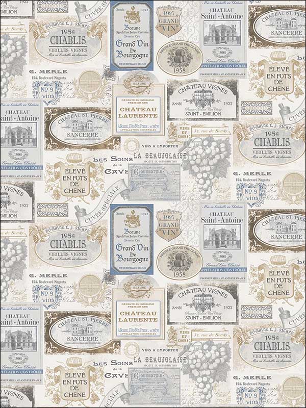 Wines Labels Wallpaper G12283 by Galerie Wallpaper for sale at Wallpapers To Go