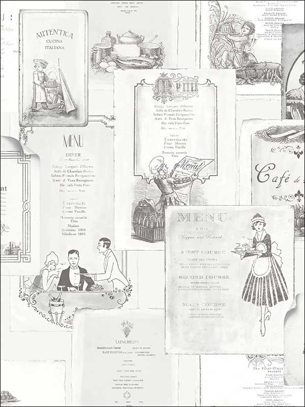 Vintage Menus Wallpaper G12286 by Galerie Wallpaper for sale at Wallpapers To Go