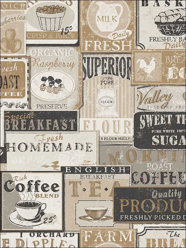 Coffee Kitchen Signs Wallpaper G12298 by Galerie Wallpaper for sale at Wallpapers To Go