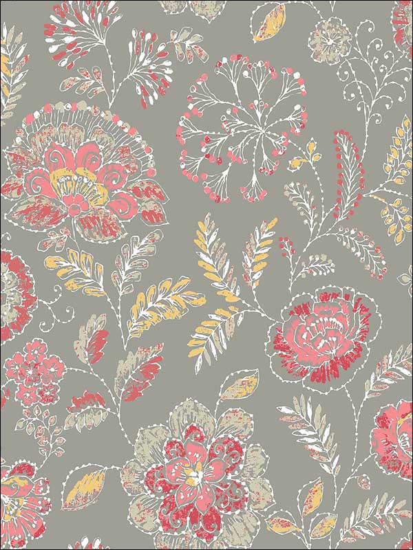 Tropez Coral Jacobean Wallpaper 274424108 by A Street Prints Wallpaper for sale at Wallpapers To Go