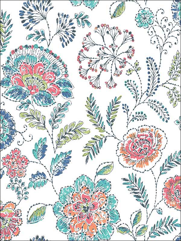 Tropez Teal Jacobean Wallpaper 274424109 by A Street Prints Wallpaper for sale at Wallpapers To Go