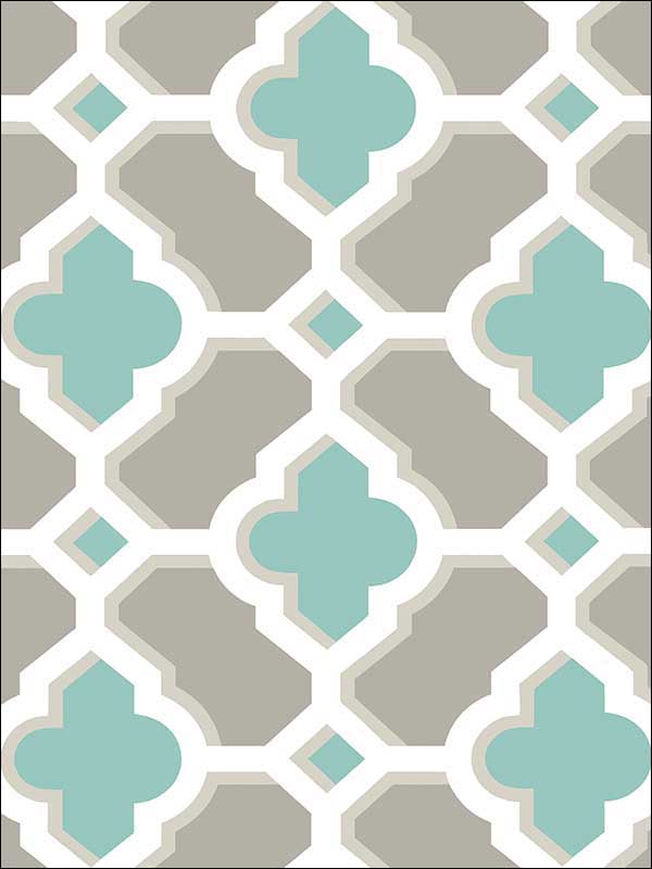 Lido Turquoise Quatrefoil Wallpaper 274424123 by A Street Prints Wallpaper for sale at Wallpapers To Go
