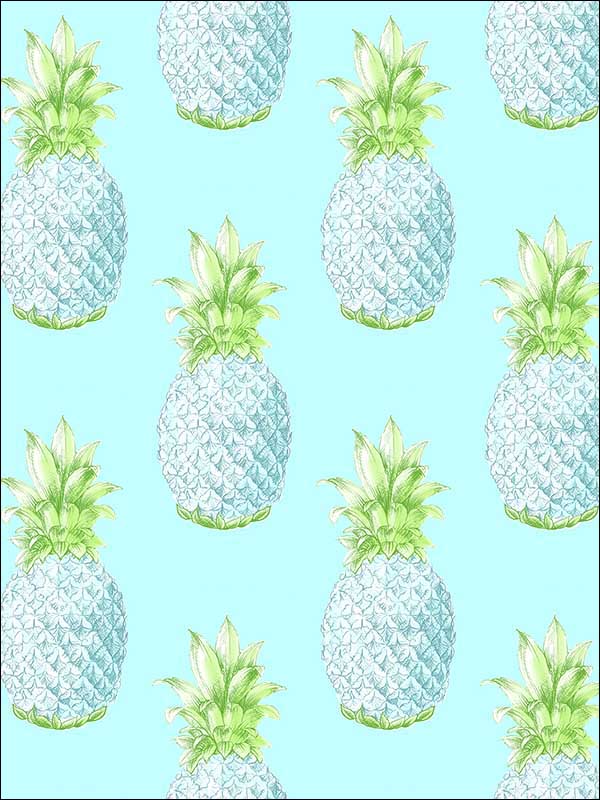 Copacabana Turquoise Pineapple Wallpaper 274424137 by A Street Prints Wallpaper for sale at Wallpapers To Go