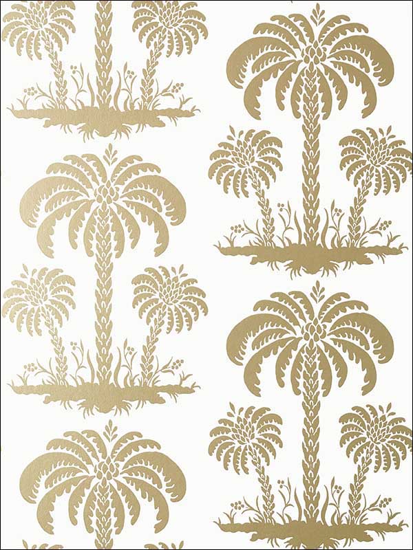 Palm Island Metallic Gold Wallpaper T13165 by Thibaut Wallpaper for sale at Wallpapers To Go