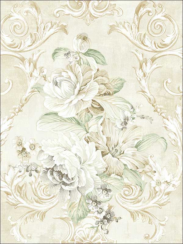 Grand Cameo Antique Neutral Wallpaper HK90205 by Wallquest Wallpaper for sale at Wallpapers To Go