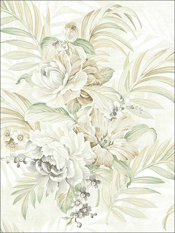 Traditional Tropical Bloom Antique Neutral Wallpaper HK90305 by Wallquest Wallpaper for sale at Wallpapers To Go
