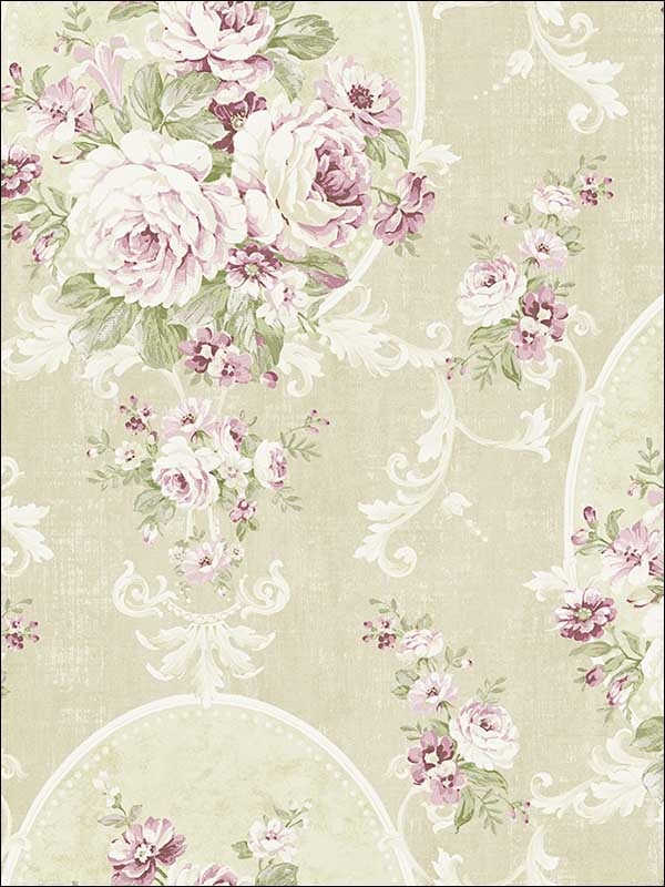 Swinging Cameo Antique Purple Wallpaper HK90409 by Wallquest Wallpaper for sale at Wallpapers To Go