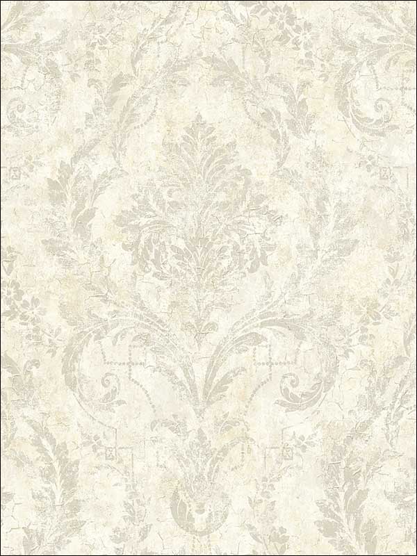Hudson Damask Stone Grey Wallpaper HK90708 by Wallquest Wallpaper for sale at Wallpapers To Go