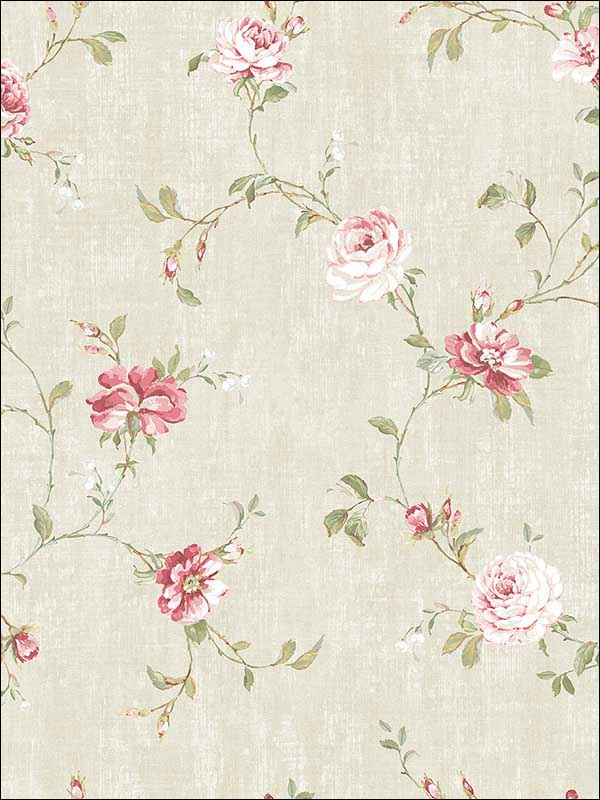 Rose Trail Antique Pink Wallpaper HK90804 by Wallquest Wallpaper for sale at Wallpapers To Go