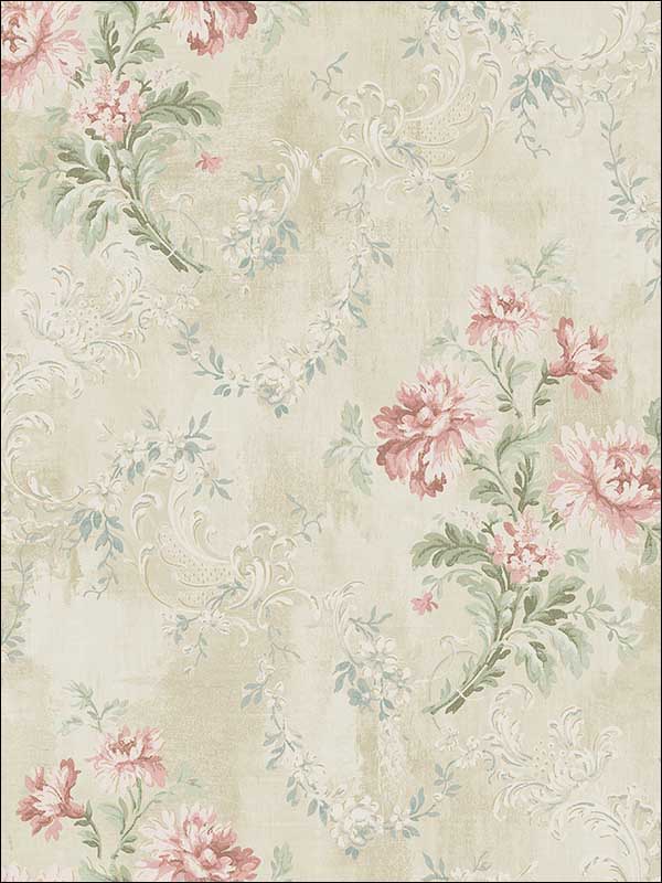 Blown Florals Rosy Wallpaper VF30301 by Wallquest Wallpaper for sale at Wallpapers To Go