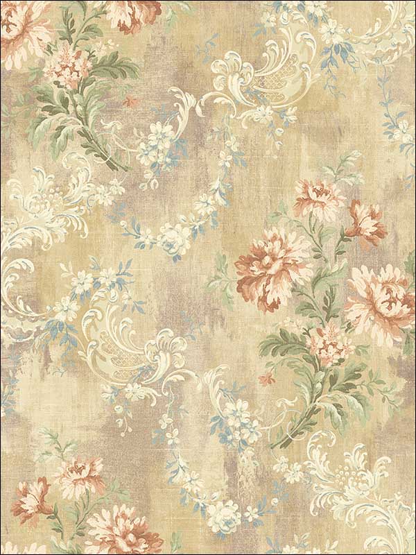 Blown Florals Apricot Wallpaper VF30303 by Wallquest Wallpaper for sale at Wallpapers To Go