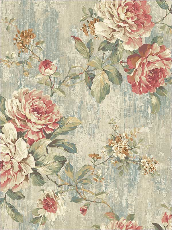 Blooming Rose Vintage Rose Wallpaper VF30602 by Wallquest Wallpaper