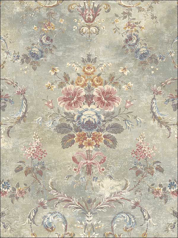 Tapestry Floral Vintage Rose Wallpaper VF30808 by Wallquest Wallpaper for sale at Wallpapers To Go