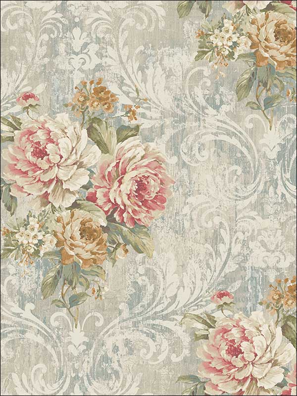 Floral Manor Midnight Rose Wallpaper VF31002 by Wallquest Wallpaper for sale at Wallpapers To Go