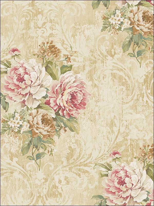Floral Manor Sunny Rose Wallpaper VF31007 by Wallquest Wallpaper for sale at Wallpapers To Go