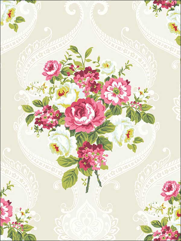 Catch the Bouquet Fresh Pink Wallpaper HC80001 by Wallquest Wallpaper for sale at Wallpapers To Go