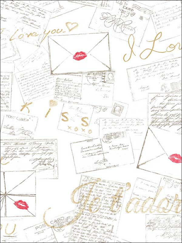 PS I Love U Golden Kiss Wallpaper HC80605 by Wallquest Wallpaper for sale at Wallpapers To Go