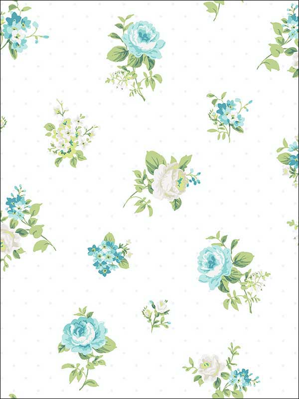 Boutonniere Aqua Wallpaper HC80802 by Wallquest Wallpaper for sale at Wallpapers To Go
