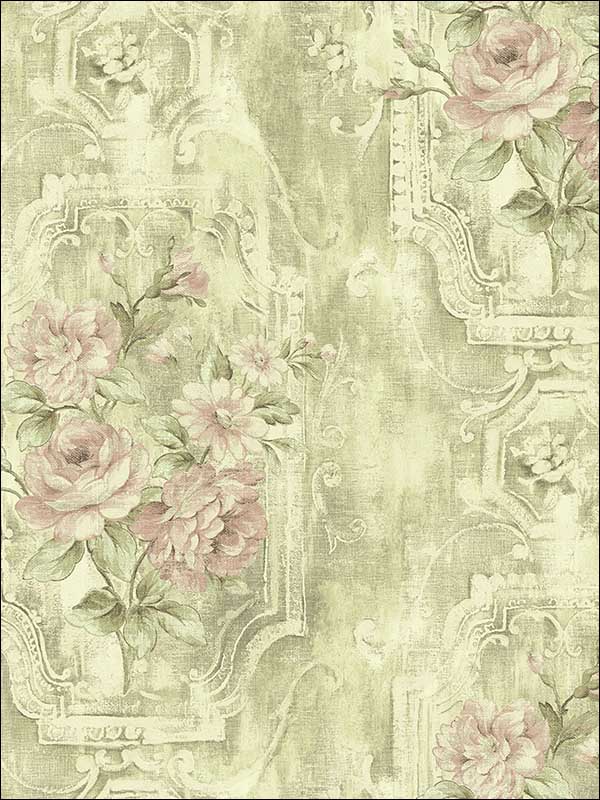 Rose Panel Antique Rose Wallpaper AR30017 by Wallquest Wallpaper
