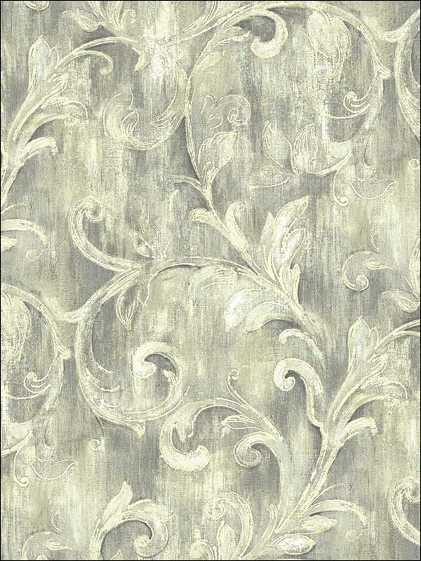 Painterly Acanthus Antique Luster Wallpaper AR30100 by Wallquest Wallpaper for sale at Wallpapers To Go